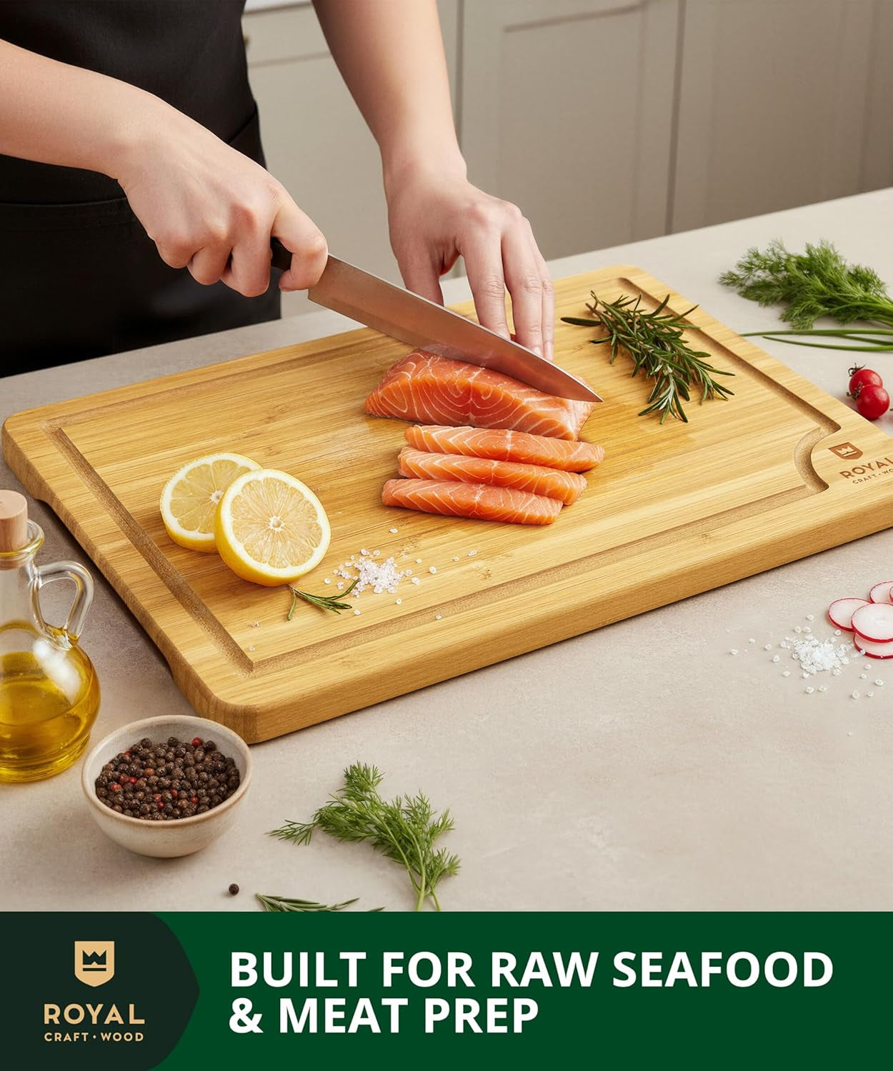 Bamboo Cutting Board Set with Juice Groove (3 Pieces) - Wood Cutting Boards for Kitchen, Wood Cutting Board Set, Kitchen Chopping Board for Meat (Butcher Block) Cheese and Vegetables