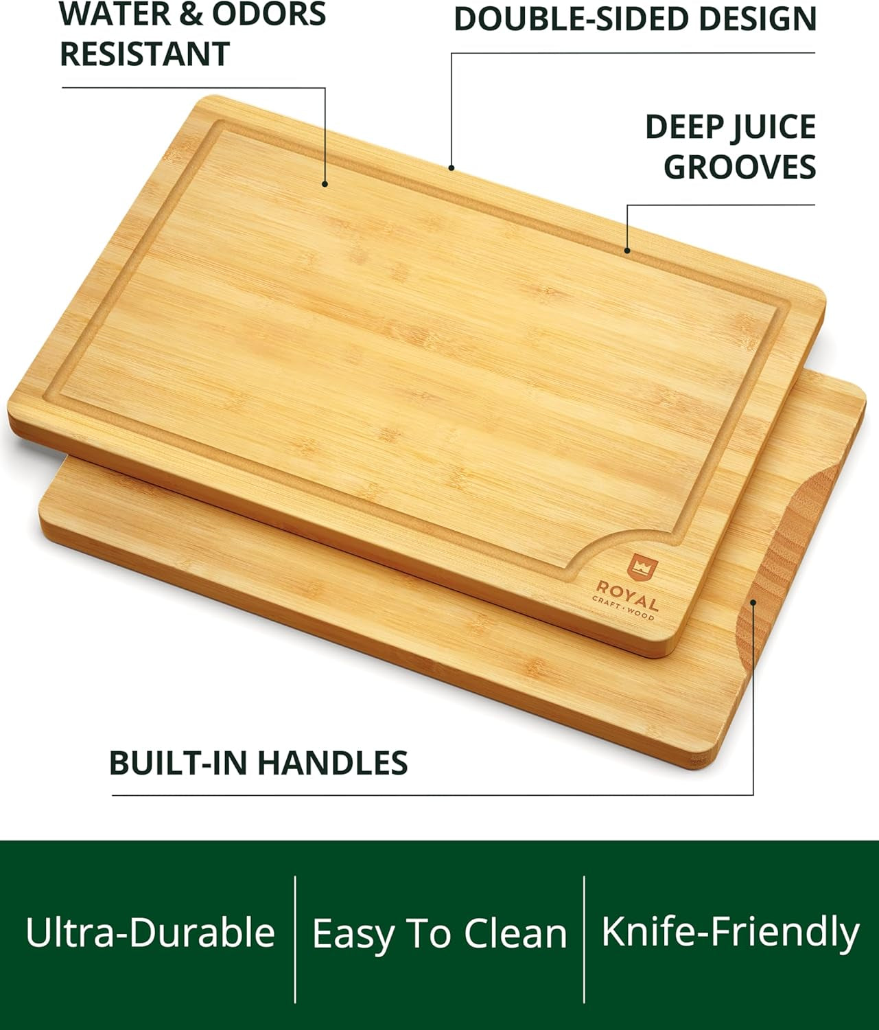 Bamboo Cutting Board Set with Juice Groove (3 Pieces) - Wood Cutting Boards for Kitchen, Wood Cutting Board Set, Kitchen Chopping Board for Meat (Butcher Block) Cheese and Vegetables